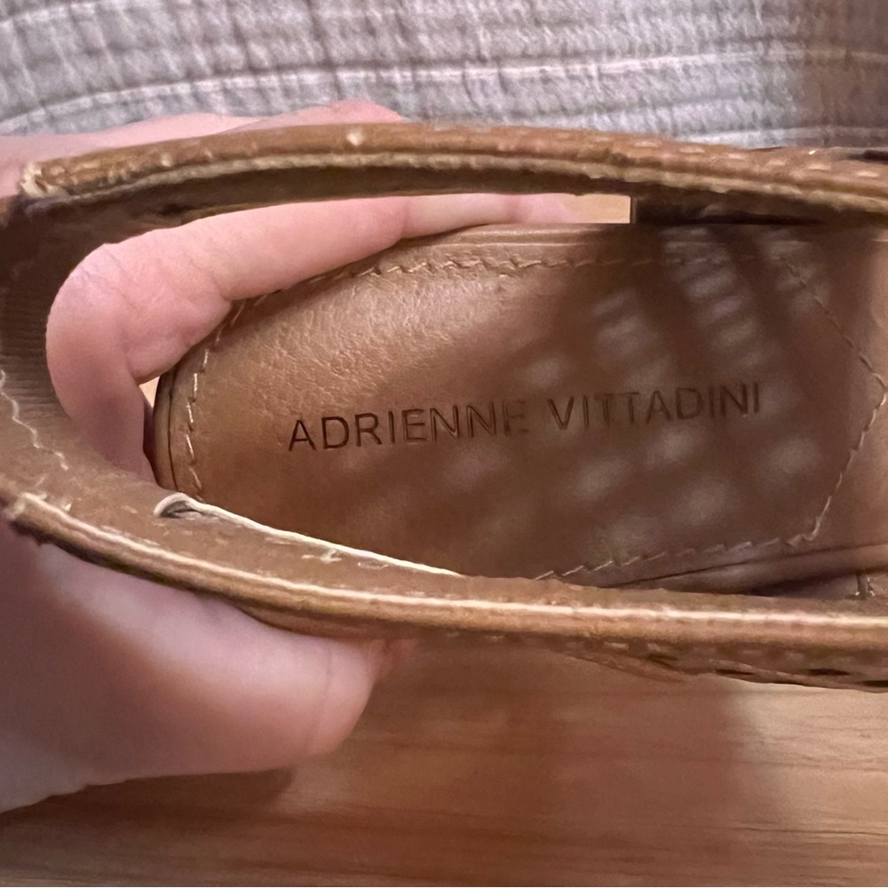 Adrienne Vittadini Tan Lattice Heeled Sandals - Picture 5 of 8